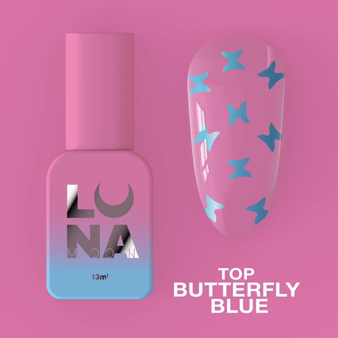 Lunamoon Top Butterfly Blue 13ml | Pipa Cosmetics