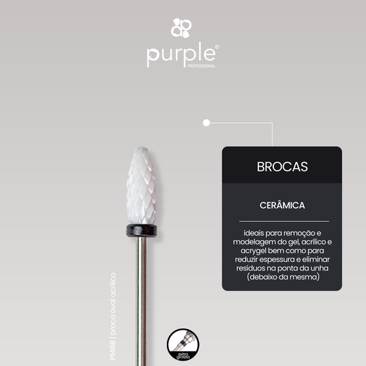 Ceramic Nail Drill - Oval for Acrylic 6x14.5mm (extra coarse) - Pipa Cosmetics Purple Professional®