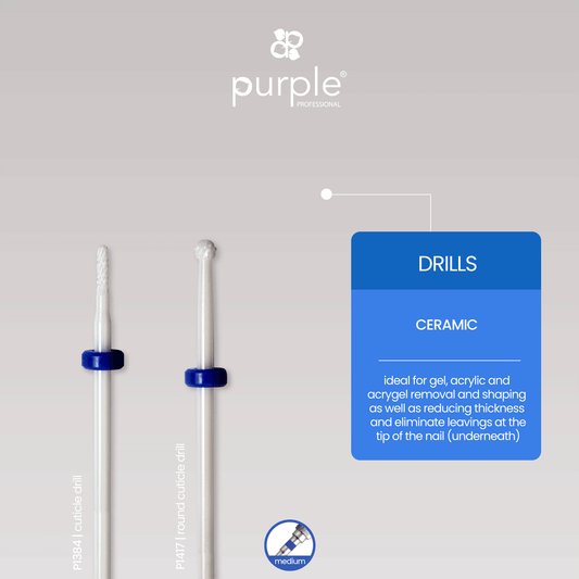 Ceramic Nail Drill - Round for Cuticles 3mm (medium) - Pipa Cosmetics Purple Professional®