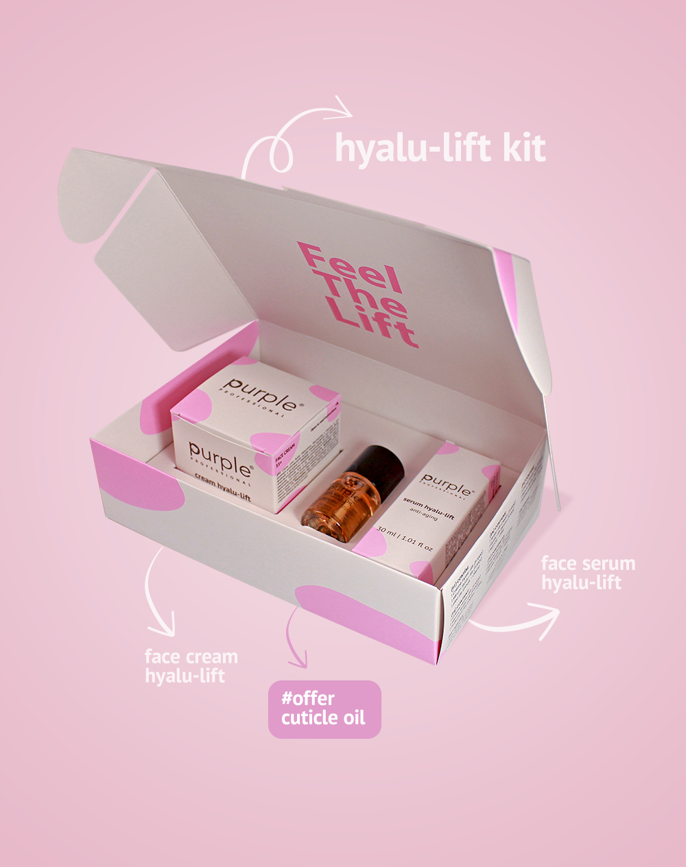 Cream + Serum Hyalu-Lift + Oferta Nail Oil 10ml - Pipa Cosmetics Purple Professional®