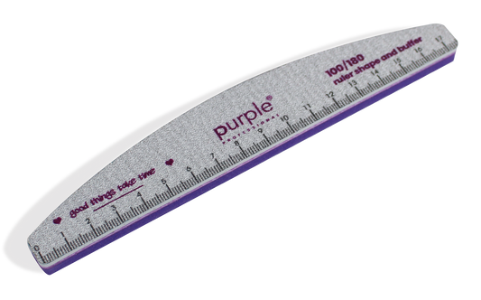 Dual Nail File Moon With Ruler 100/180 - Pipa Cosmetics Purple Professional®