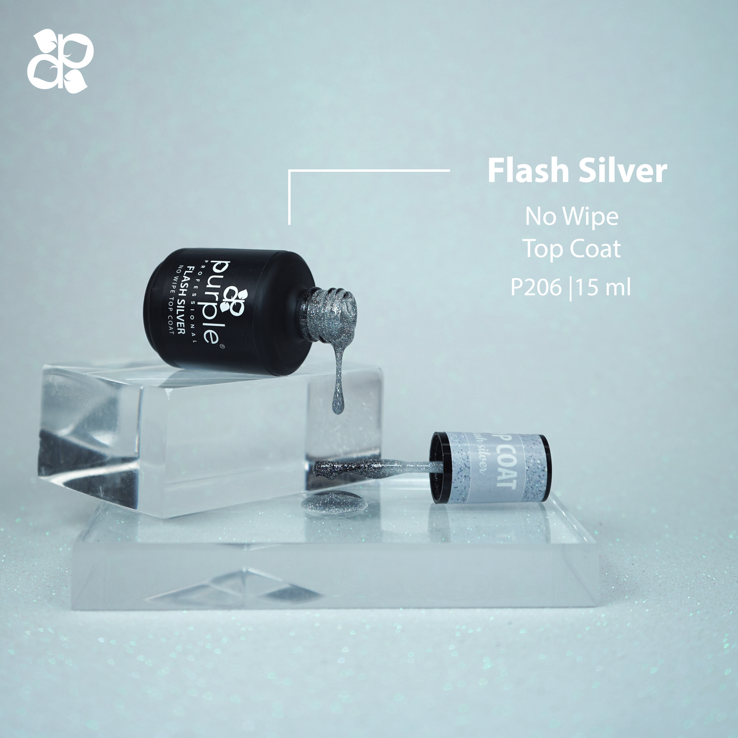Flash Silver No Wipe Top Coat - Pipa Cosmetics Purple Professional®