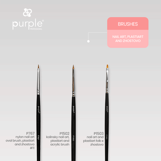 Folk Nail Art & Zhostovo Brush (wooden handle) - Pipa Cosmetics Purple Professional®