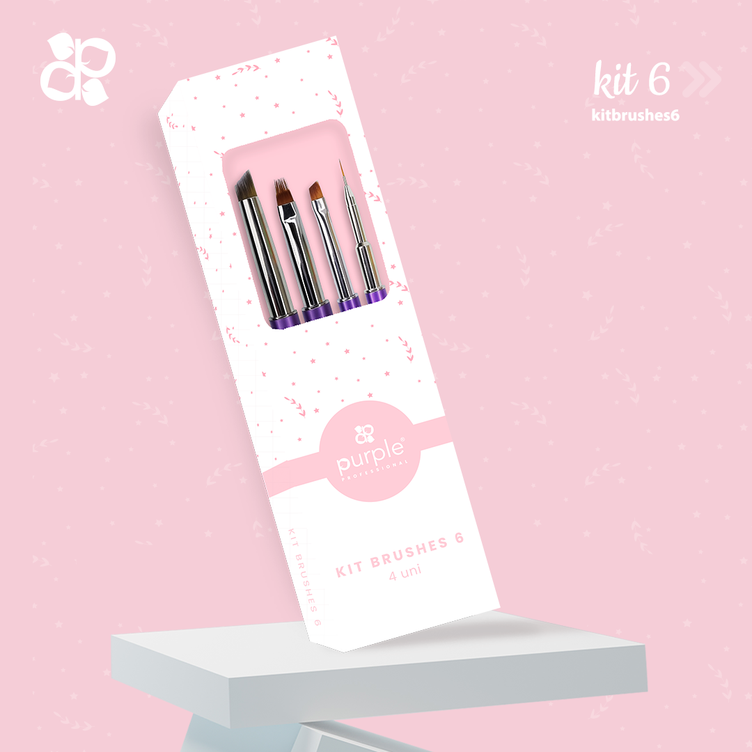 Kit Brushes 6 - Pipa Cosmetics Purple Professional®