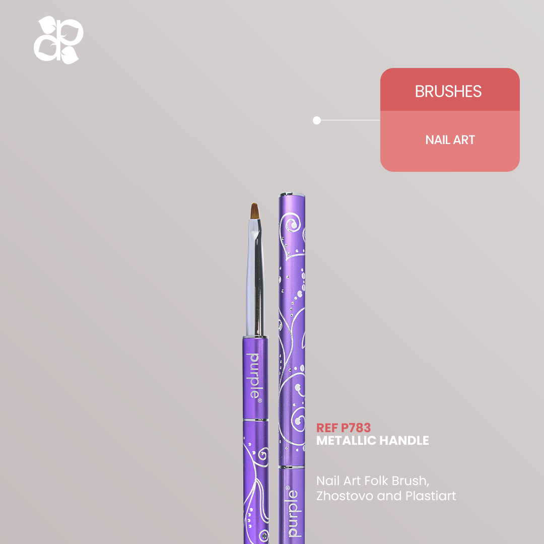 Nylon Nail Art Folk, Zhostovo And Plastiart Brush (metallic handle) - Pipa Cosmetics Purple Professional®