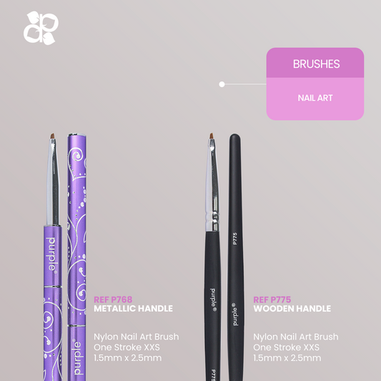 Nylon Nail Art One Stroke XXS Brush 1,5mm/2,5mm (wooden handle) - Pipa Cosmetics Purple Professional®