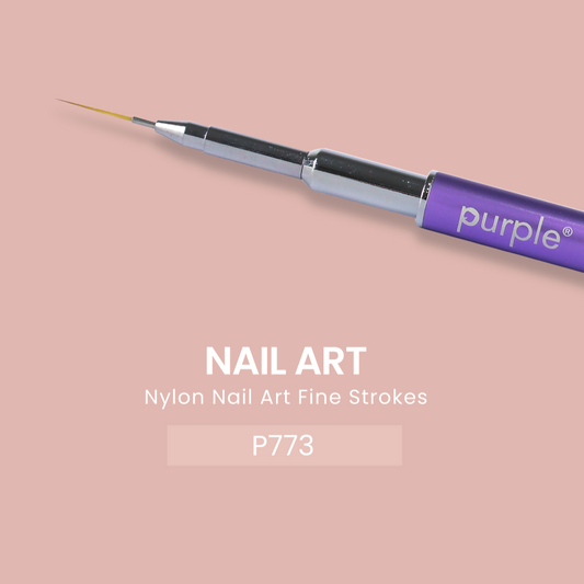 Nylon Nail Art Thin Strokes Brush 12mm (metallic handle) - Pipa Cosmetics Purple Professional®
