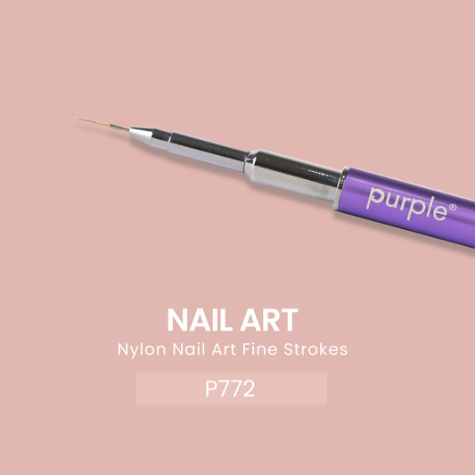Nylon Nail Art Thin Strokes Brush 7mm (metallic handle) - Pipa Cosmetics Purple Professional®