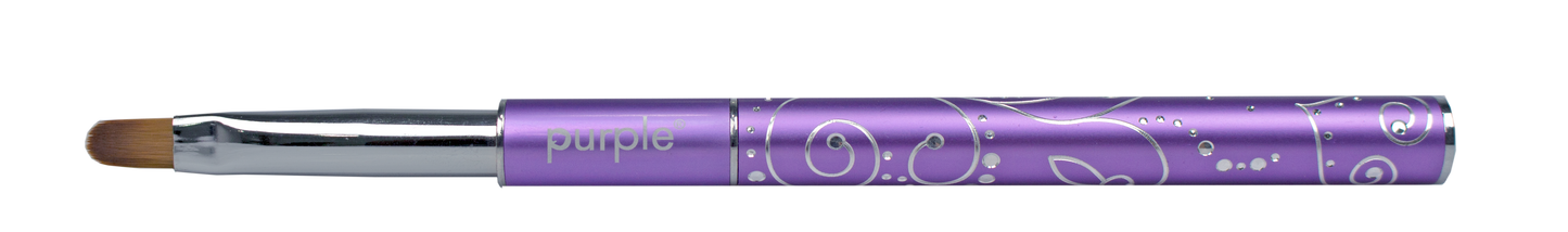 Nylon Oval Gel and Acrygel Brush #8 (metallic handle) - Pipa Cosmetics Purple Professional®