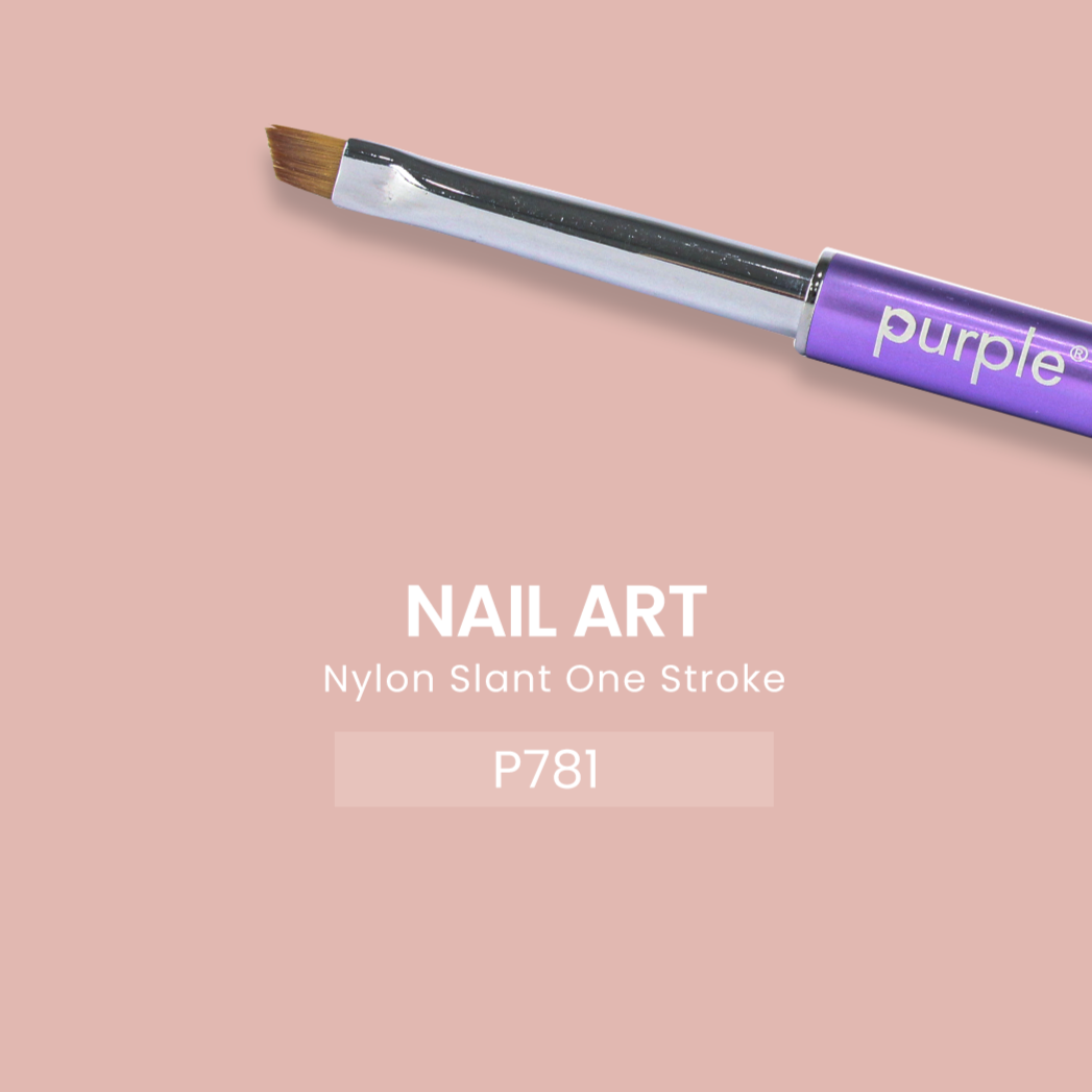Nylon Slant One Stroke M Brush #4 (metallic handle) - Pipa Cosmetics Purple Professional®