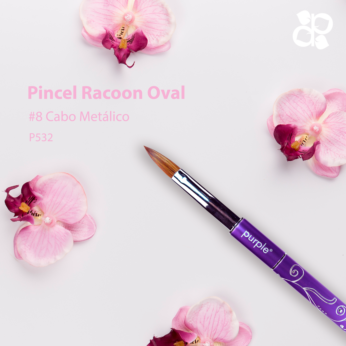 Oval Acrylic Brush 100% Brush #8 (metallic handle) - Pipa Cosmetics Purple Professional®