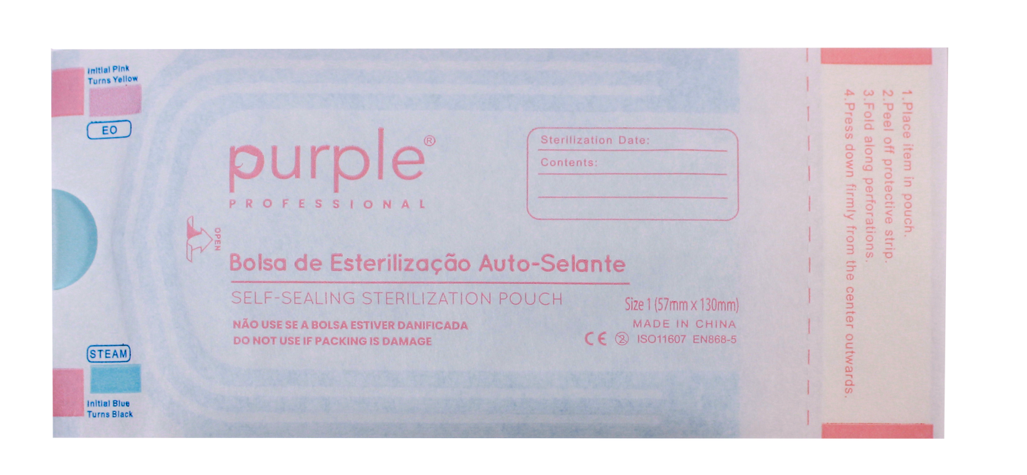 Self-Sealing Sterilization Pouches Size 1 - 57mmx130mm