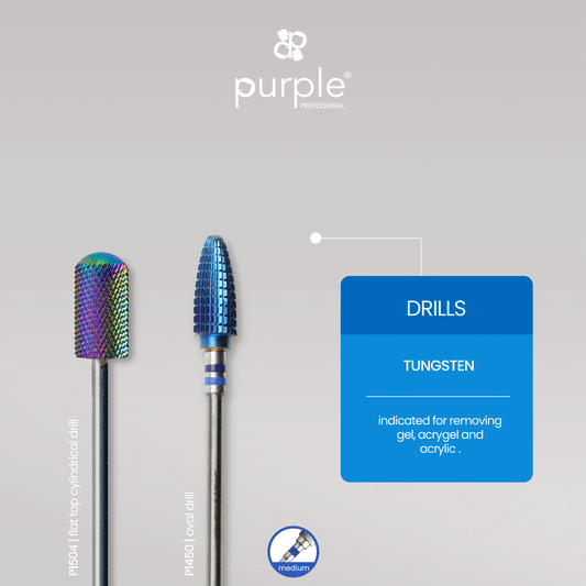 Tungsten Nail Drill - Cylindrical Flat Top 6.6x13mm (medium) - Pipa Cosmetics Purple Professional®