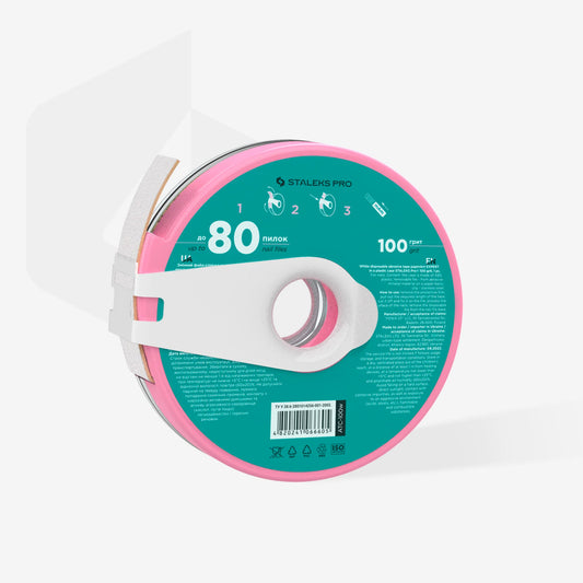 White disposable abrasive tape papmAm EXPERT in a plastic case STALEKS PRO 100 grit - Pipa Cosmetics Staleks Pro