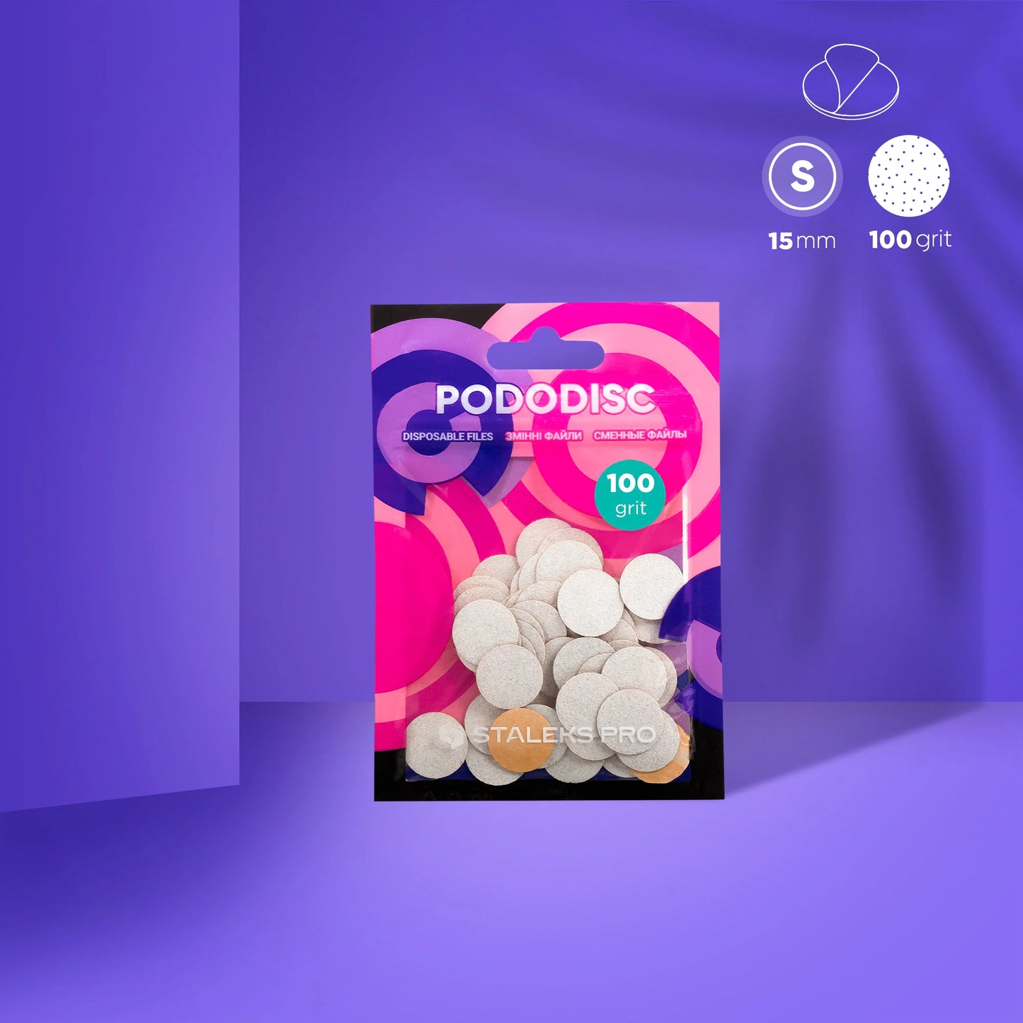 White refill pads for pedicure disc PODODISC STALEKS PRO S 240 grit (50 pc) - Pipa Cosmetics Staleks Pro