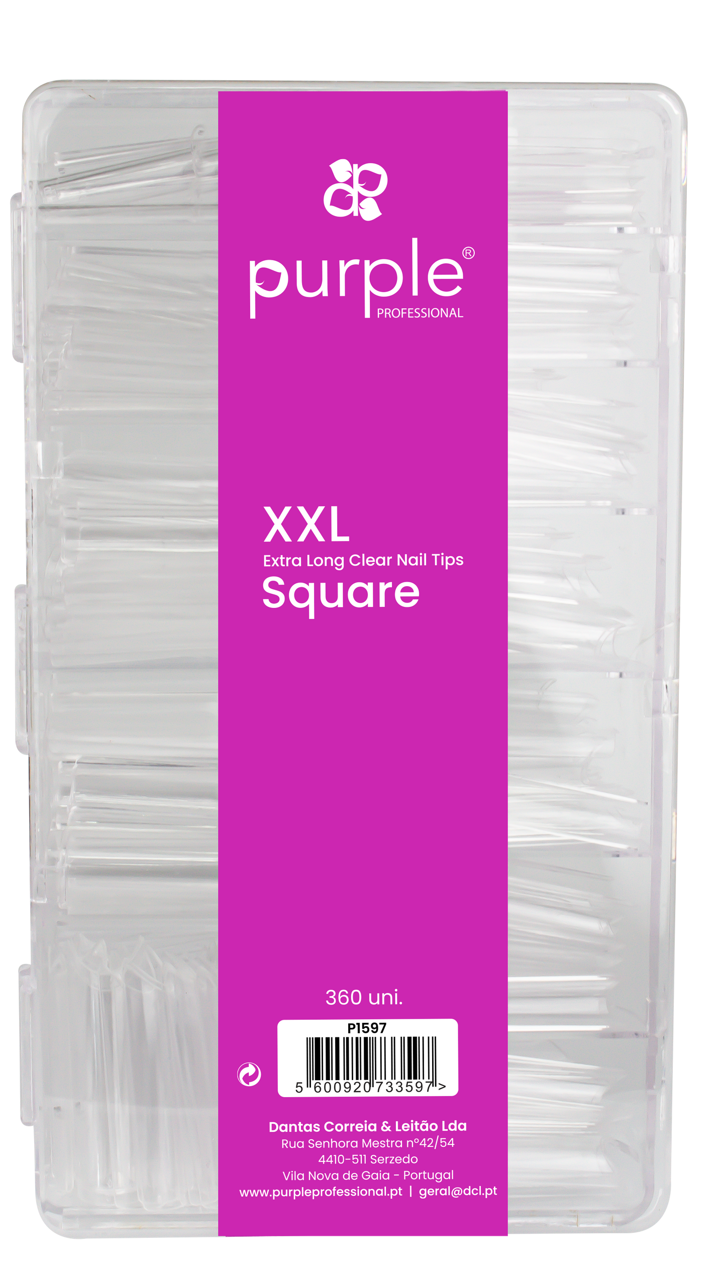 XXL Extra Long Square Clear Nail Tips - Pipa Cosmetics Purple Professional®