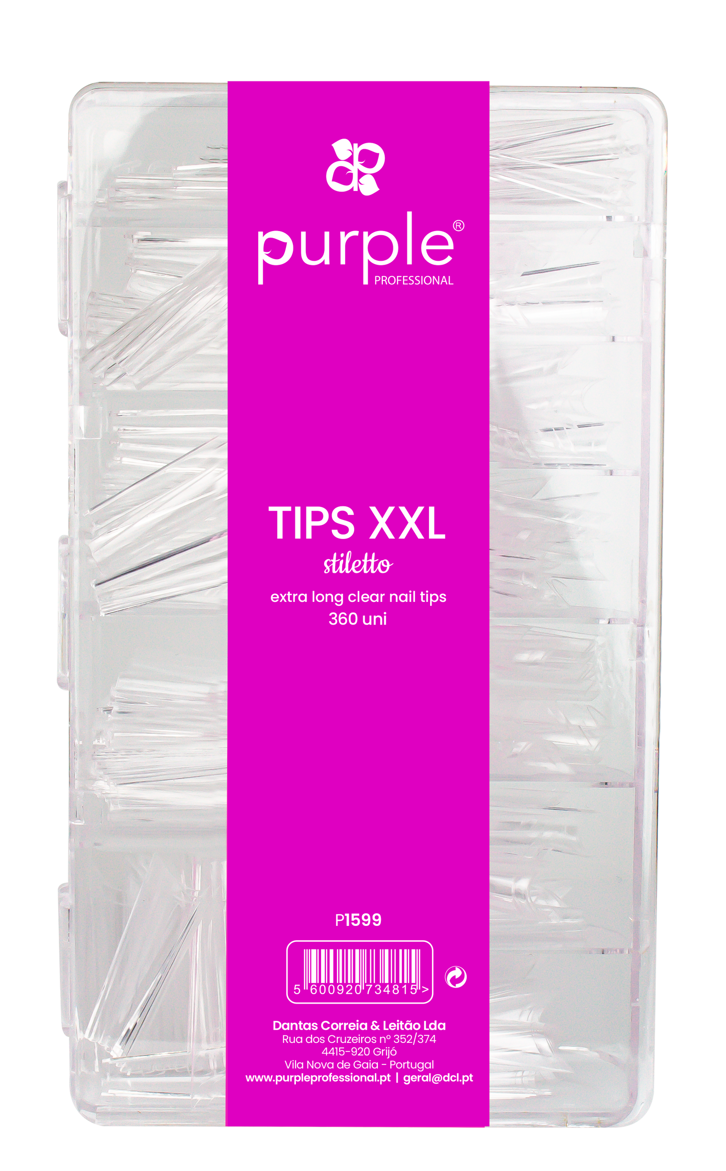XXL Extra Long Stiletto Clear Nail Tips - Pipa Cosmetics Purple Professional®