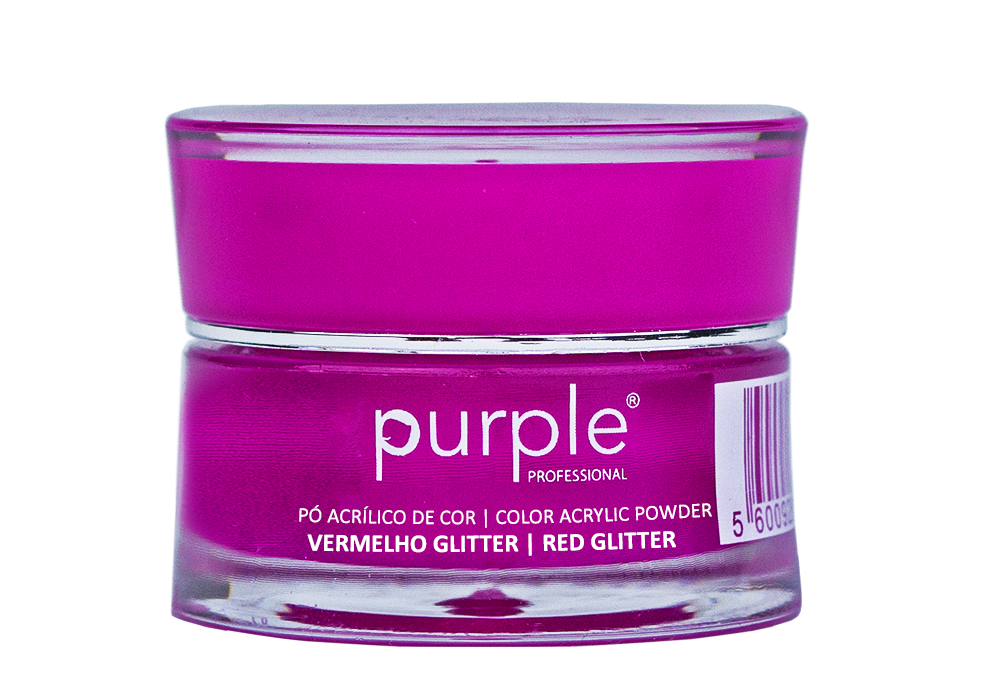 Acrylic Powder Red Glitter - Pipa Cosmetics Purple Professional®