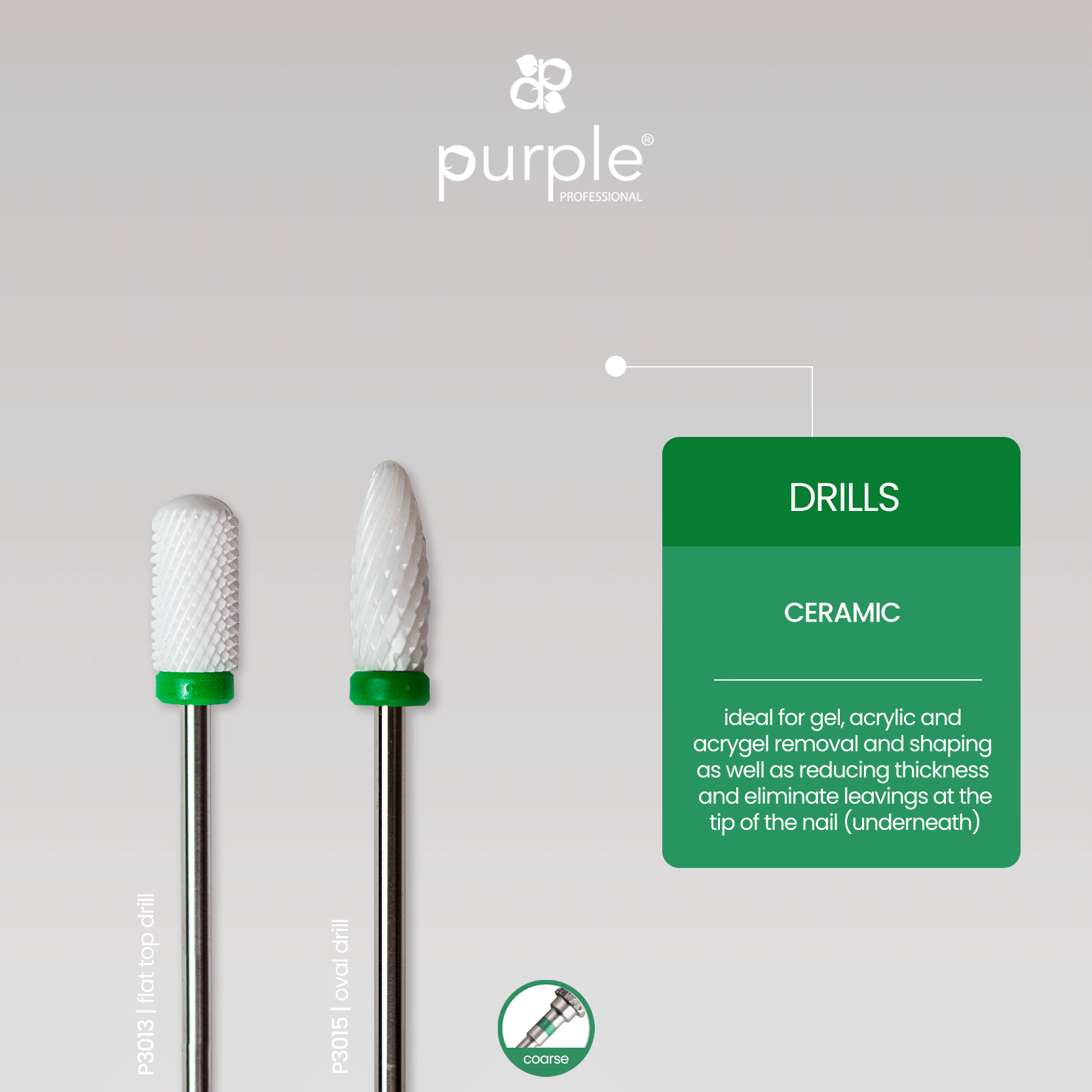 Ceramic Nail Drill - Flat Top 6.6x13mm (coarse) - Pipa Cosmetics Purple Professional®