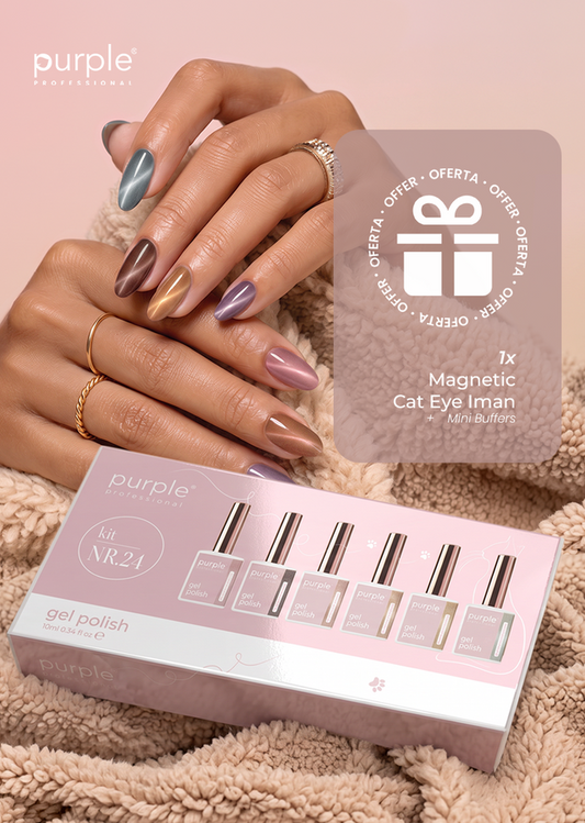 Kit Gel Polish 24 – CAT EYE + FREE Magnet & Mini Buffers