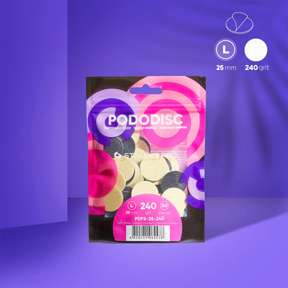 Disposable files on a soft base for pedicure disc PODODISC STALEKS PRO L 240 grit (50 pcs) - Pipa Cosmetics Staleks Pro