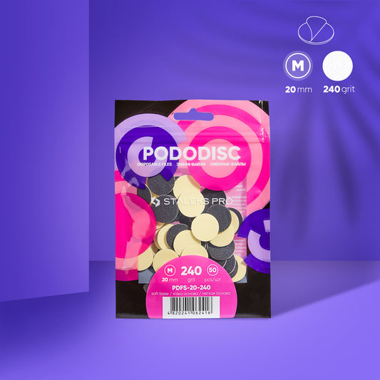 Disposable files on a soft base for pedicure disc PODODISC STALEKS PRO M 240 grit (50 pcs) - Pipa Cosmetics Staleks Pro