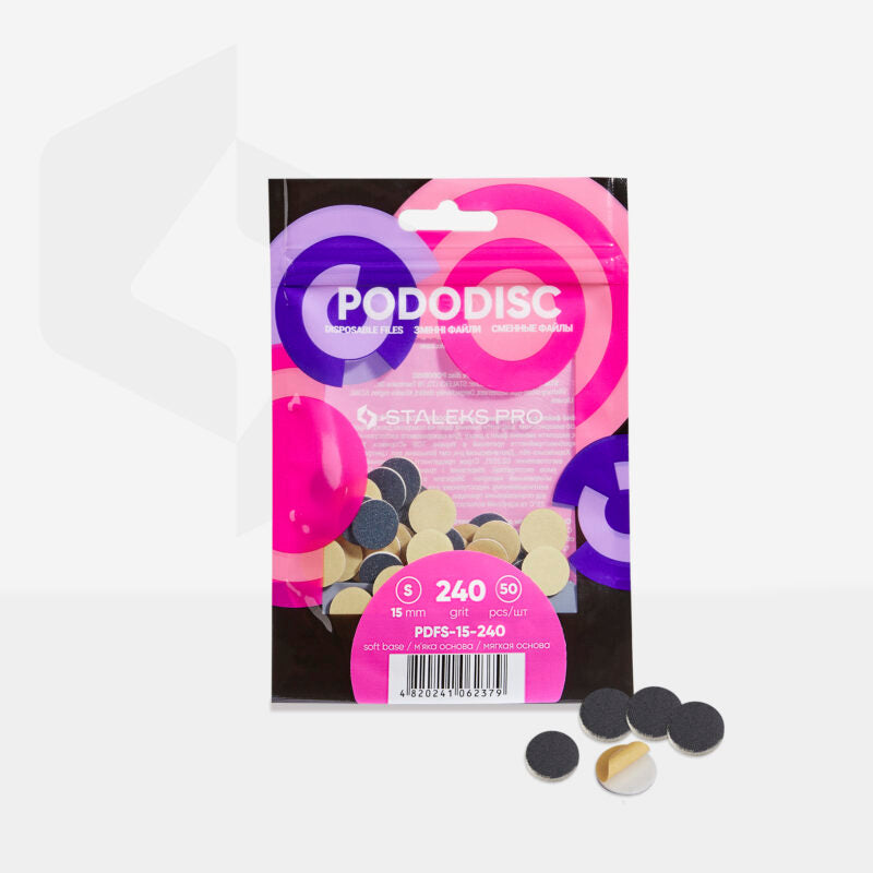 Disposable files on a soft base for pedicure disc PODODISC STALEKS PRO S 240 grit (50 pcs) - Pipa Cosmetics Staleks Pro