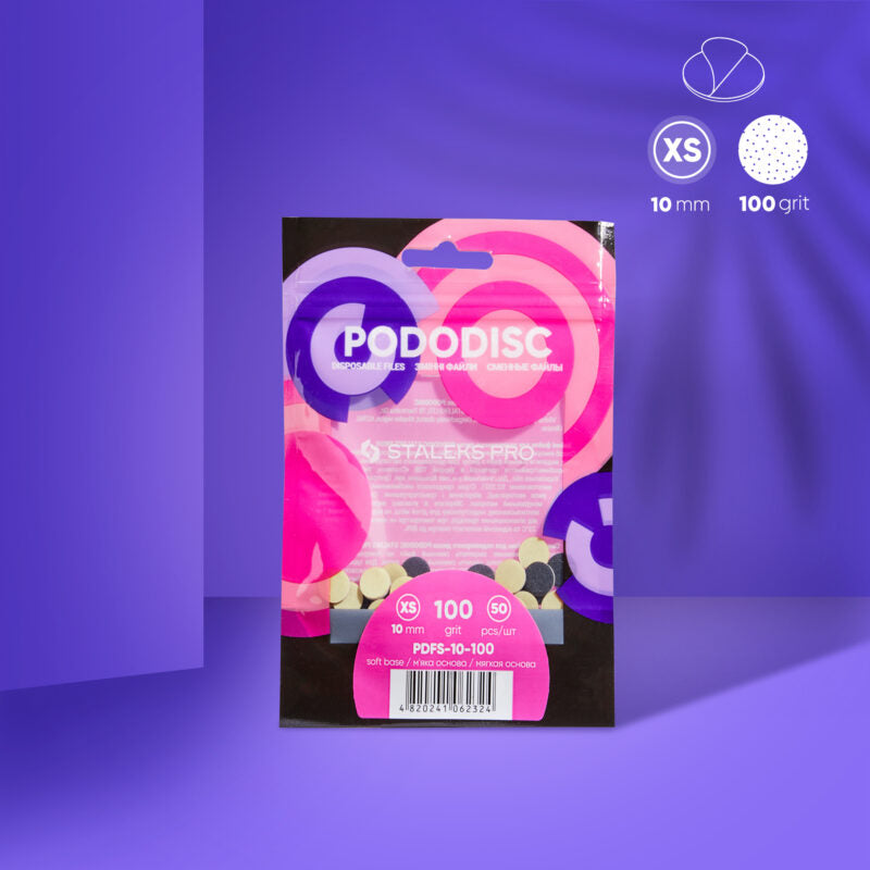 Disposable files on a soft base for pedicure disc PODODISC STALEKS PRO XS 100 grit (50 pcs) - Pipa Cosmetics Staleks Pro