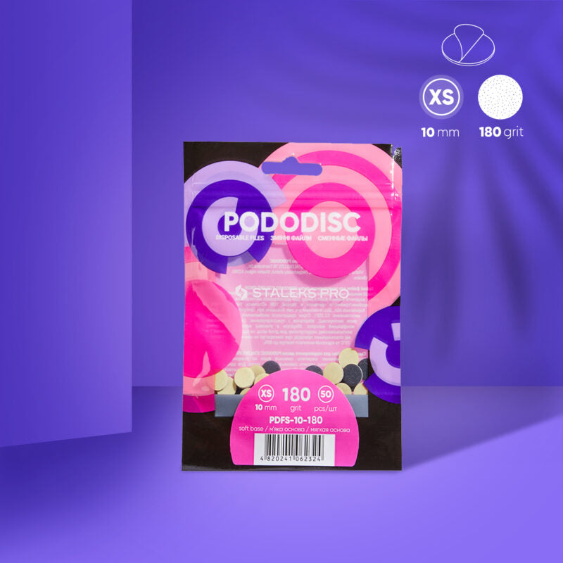 Disposable files on a soft base for pedicure disc PODODISC STALEKS PRO XS 180 grit (50 pcs) - Pipa Cosmetics Staleks Pro