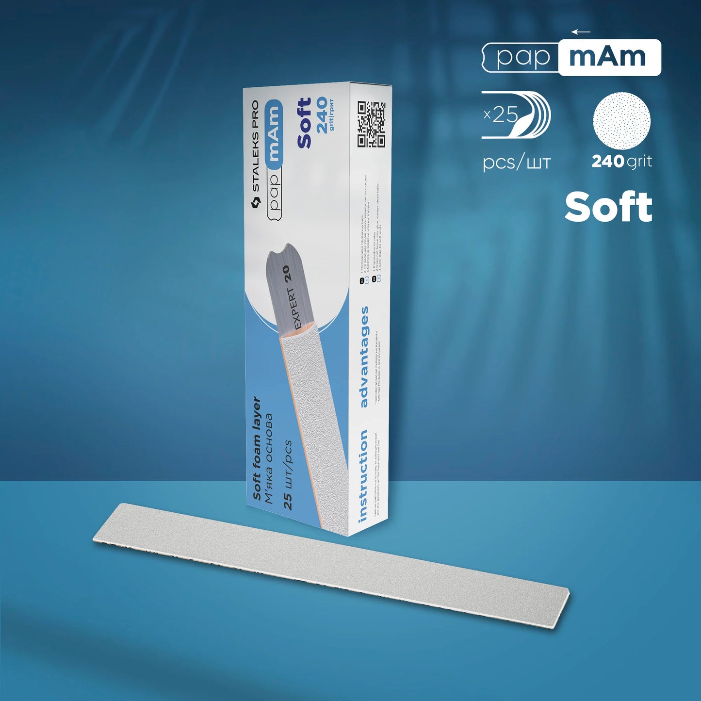 Disposable papmAm files white (soft foam layer) EXPERT 20 (25 units) - Pipa Cosmetics Staleks Pro