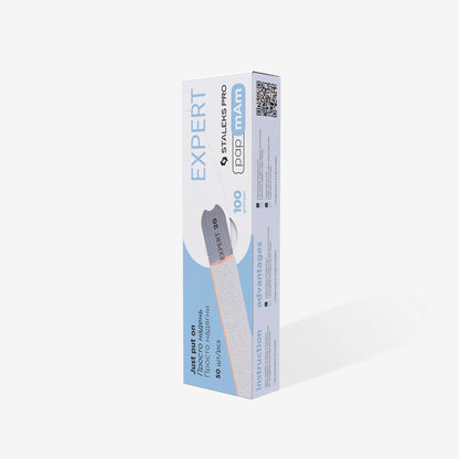 Disposable white files PapmAm for straight nail files EXPERT 22 - 100 grit  (50 pcs) - Pipa Cosmetics Staleks Pro