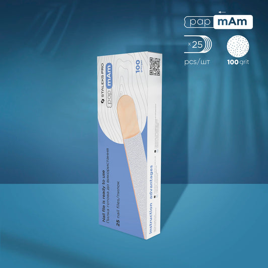 Disposable white paper files on a wooden base EXPERT 22 -  100 grit (25 units) - Pipa Cosmetics Staleks Pro