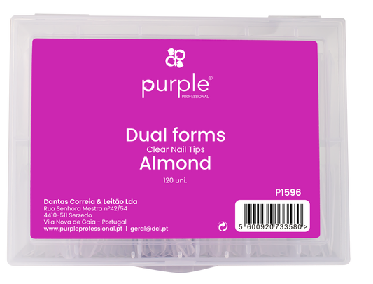 Dual Forms Almond Clear Nail Tips - Pipa Cosmetics Purple Professional®