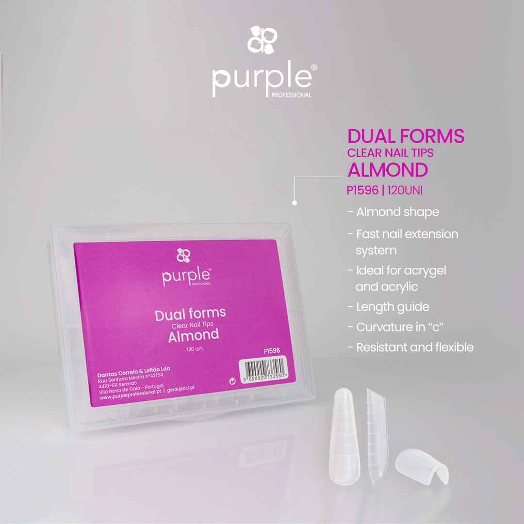 Dual Forms Almond Clear Nail Tips - Pipa Cosmetics Purple Professional®