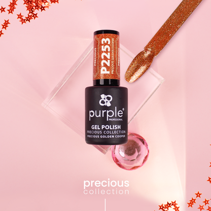 Gel Polish Precious Golden Cooper  glitter - Pipa Cosmetics Purple Professional®