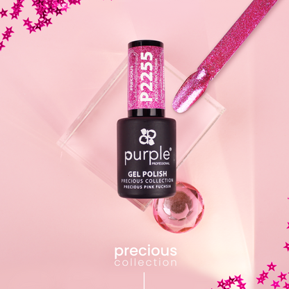 Gel Polish Precious Pink Fuchsia  glitter - Pipa Cosmetics Purple Professional®