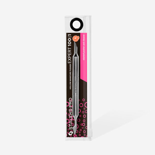 Hollow manicure pusher EXPERT 100 TYPE 1 (slanted pusher and cleaner) - Pipa Cosmetics Staleks Pro