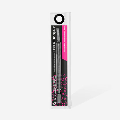Hollow manicure pusher EXPERT 100 TYPE 4.2 (rounded pusher and bent blade) - Pipa Cosmetics Staleks Pro
