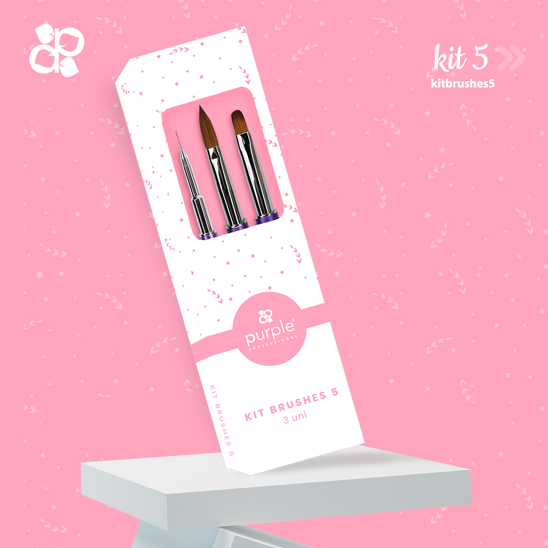 Kit Brushes 5 - Pipa Cosmetics Purple Professional®