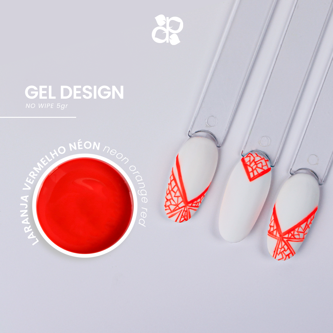 Gel Design Neon Red Orange No Wipe