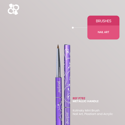 Mini Nail Art Plastiart And Acrylic Kolinsky Brush (metallic handle) - Pipa Cosmetics Purple Professional®