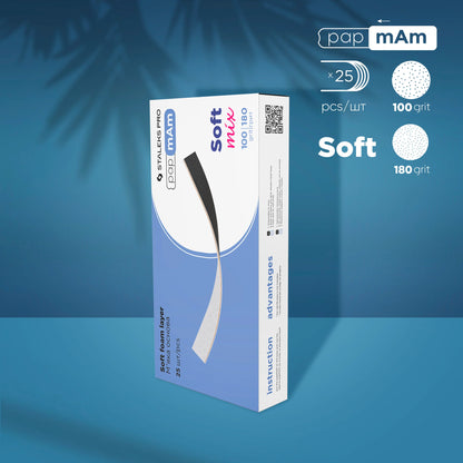 Mix EXPERT papmAm double-sided disposable files (soft foam layer) (25 units) - Pipa Cosmetics Staleks Pro