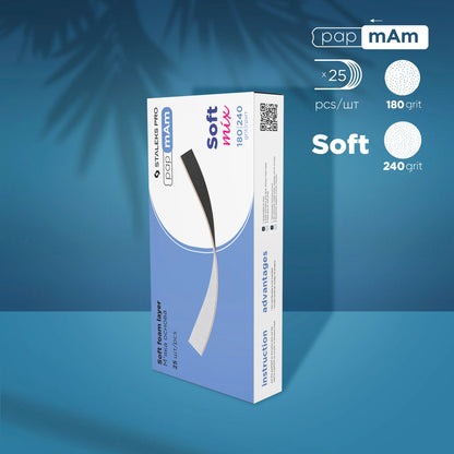 Mix EXPERT papmAm  double-sided disposable files (soft foam layer) (25 units) - Pipa Cosmetics Staleks Pro