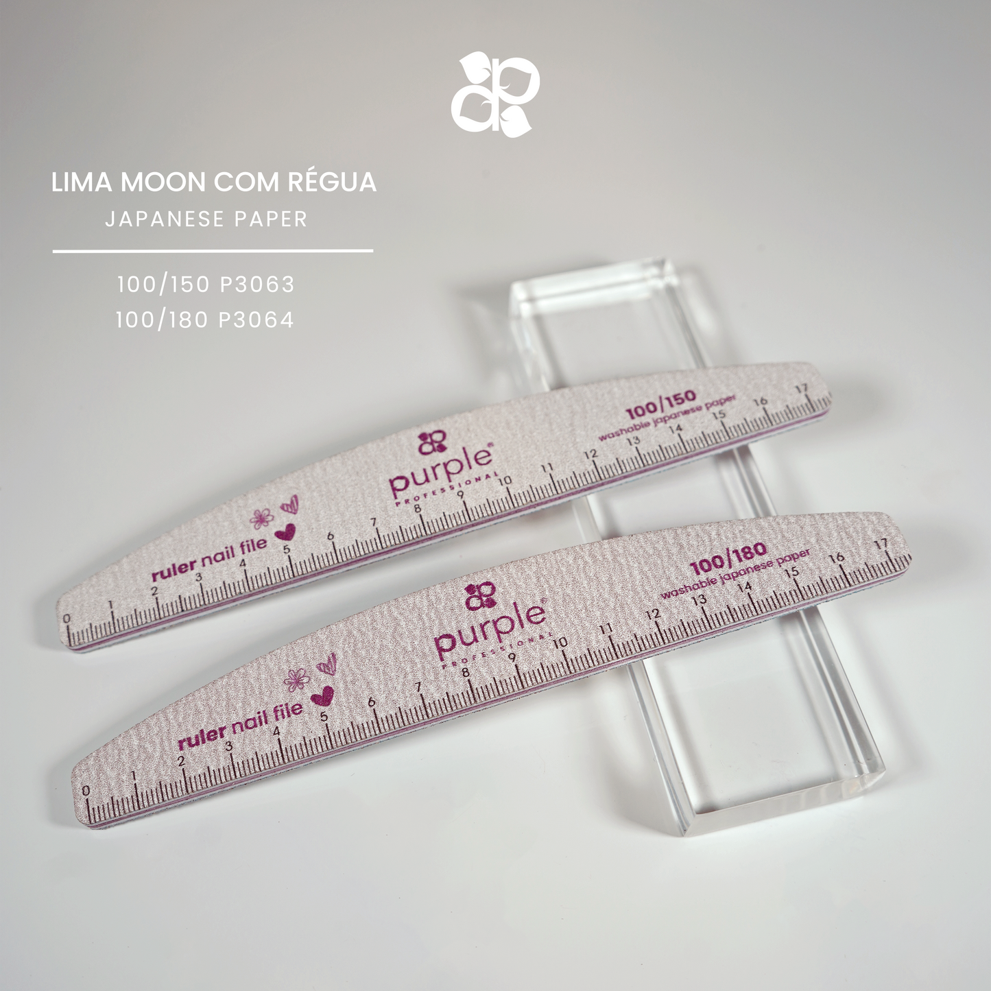 Nail File Moon with Ruler 100/180 Japanese Paper - Pipa Cosmetics Purple Professional®