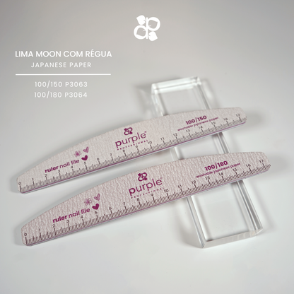 Nail File Moon with Ruler 100/180 Japanese Paper - Pipa Cosmetics Purple Professional®