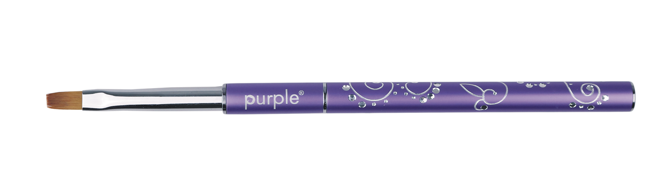 Nylon Gel Brush #4 Flat (metallic handle) - Pipa Cosmetics Purple Professional®