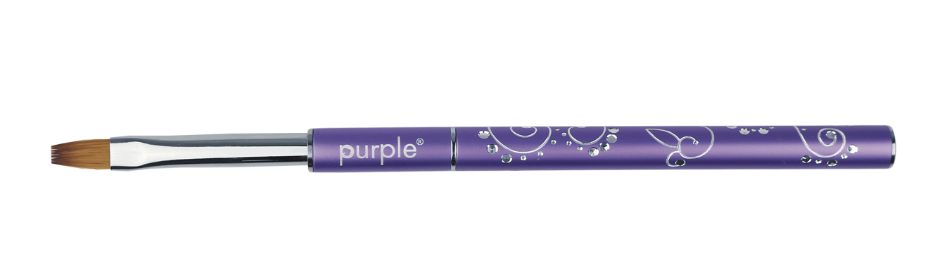 Nylon Gel Brush #6 Flat (metallic handle) - Pipa Cosmetics Purple Professional®