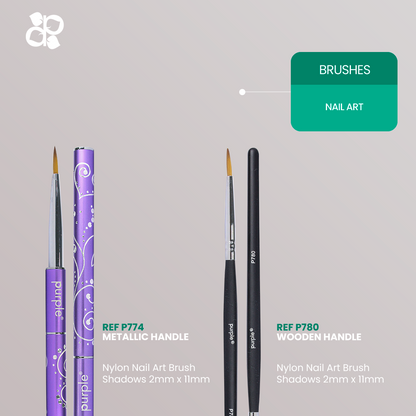 Nylon Nail Art Shadows Brush 2mm/11mm (metallic handle) - Pipa Cosmetics Purple Professional®