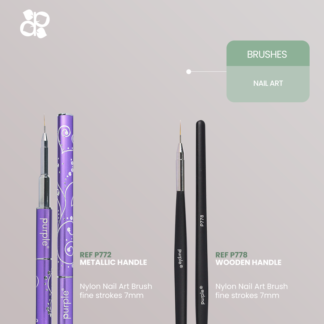 Nylon Nail Art Thin Strokes Brush 7mm (wooden handle) - Pipa Cosmetics Purple Professional®