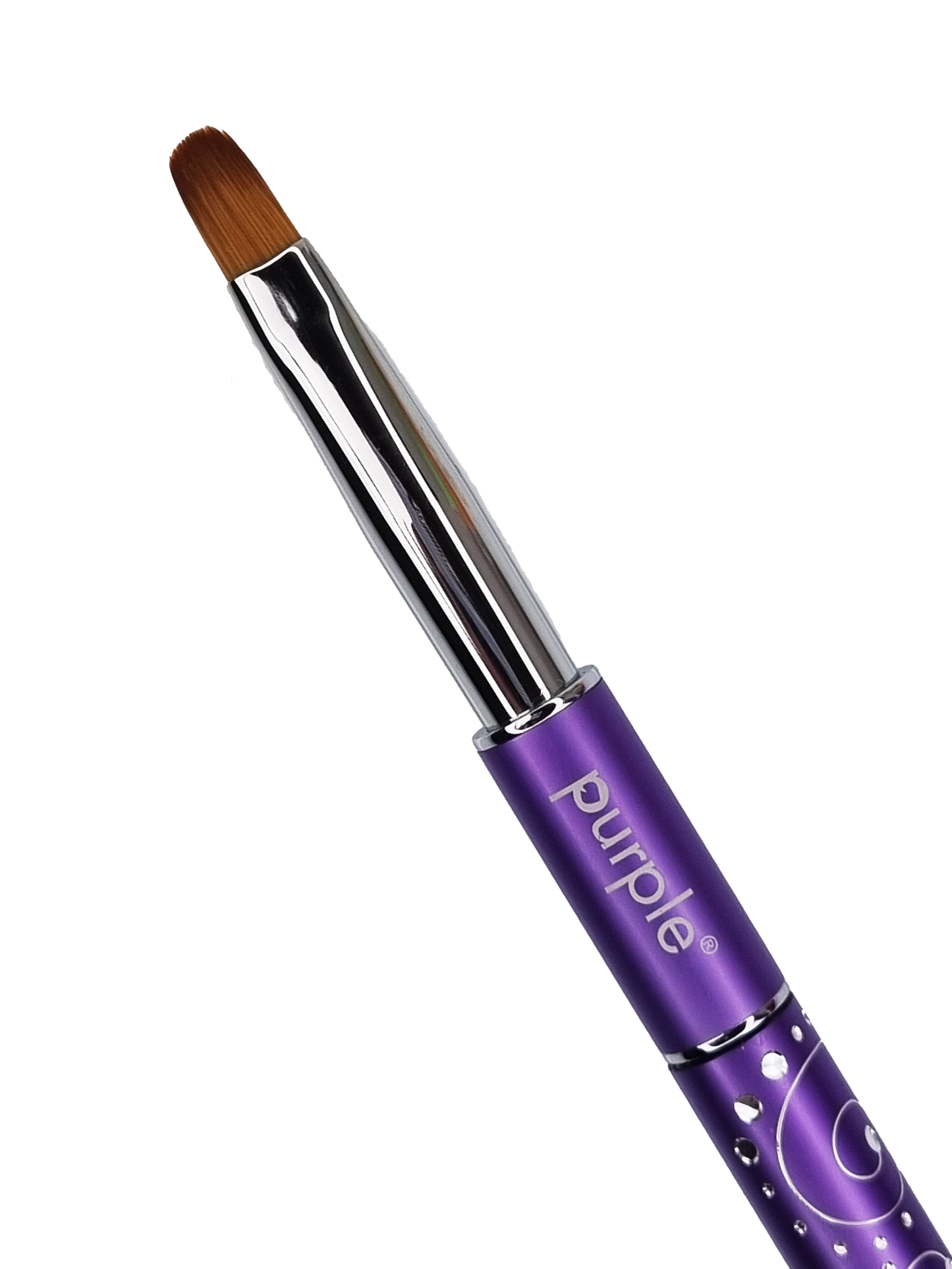 Nylon Oval Gel and Acrygel Brush #8 (metallic handle) - Pipa Cosmetics Purple Professional®